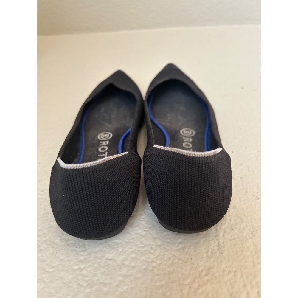 Rothys The Point Black Solid Pointed Toe Knit Flats Womens 7.5 Machine Washable - Picture 6 of 7